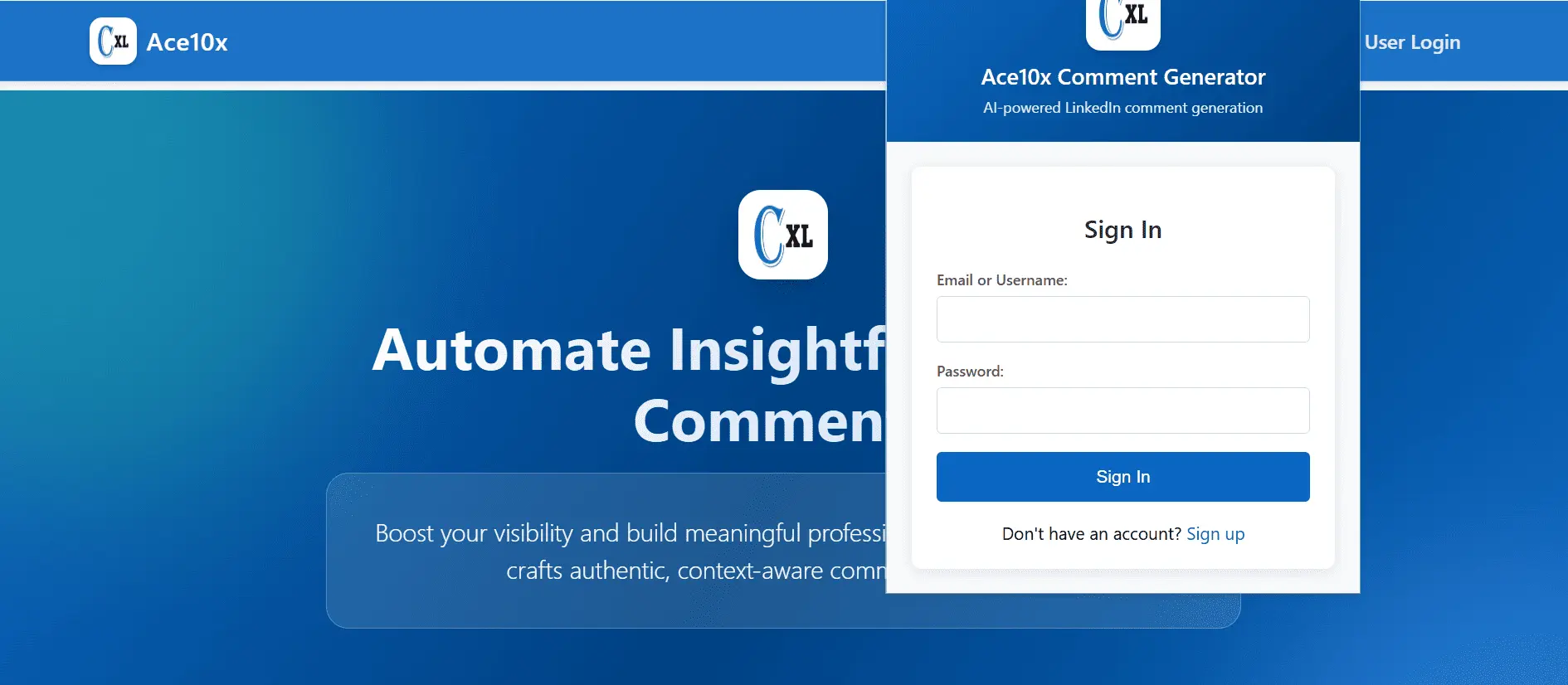 Ace10x - AI-powered LinkedIn engagement automation platform