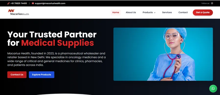 Macarius Health - Pharmaceutical supplier website